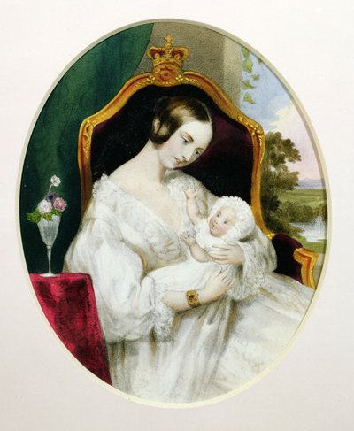 Regina Vittoria (1819-1901) con la Principessa Reale (1840-1901) da bambina da English School